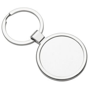 Shiny Metal Keychain with Split Ring. Presented in Black 2 Part Gift Box 35mm