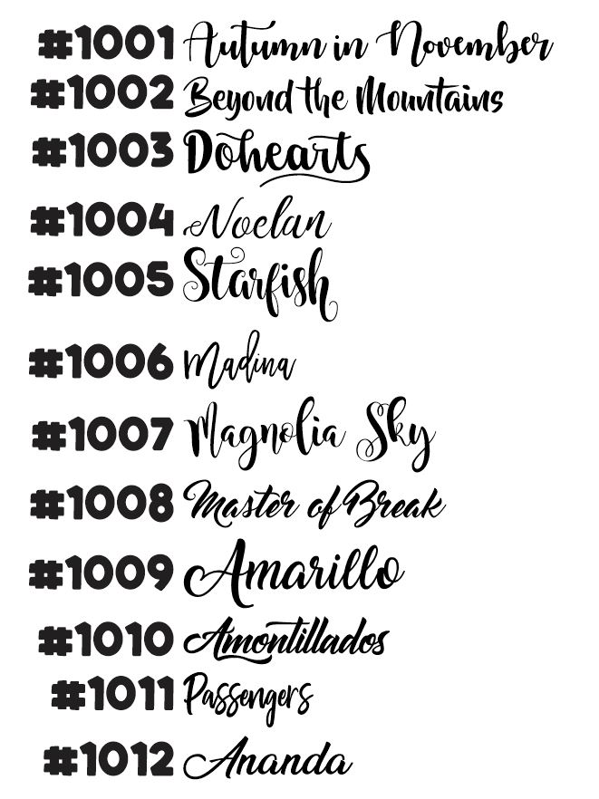 Font Options 1001-1012